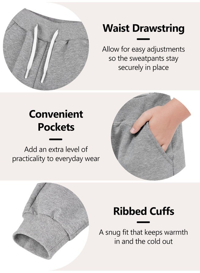 Resinta 4 Pack Girls' and Toddler Sweatpants Kids Active Jogger Pants Girls Casual Pull On Pants with Drawstring Pockets, Black, Light Gray, Pink, Hot Pink, 2 Years - Image 3