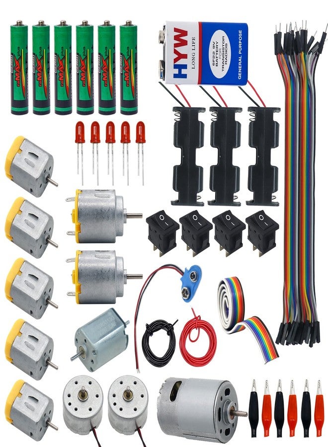 إلكترونيك سبايسس مجموعة محركات كهربائية صغيرة تعمل بالتيار المستمر | أسطوانية | ذات عمود مزدوج، مناسبة للمشاريع اليدوية والمجموعات التعليمية - Image 1