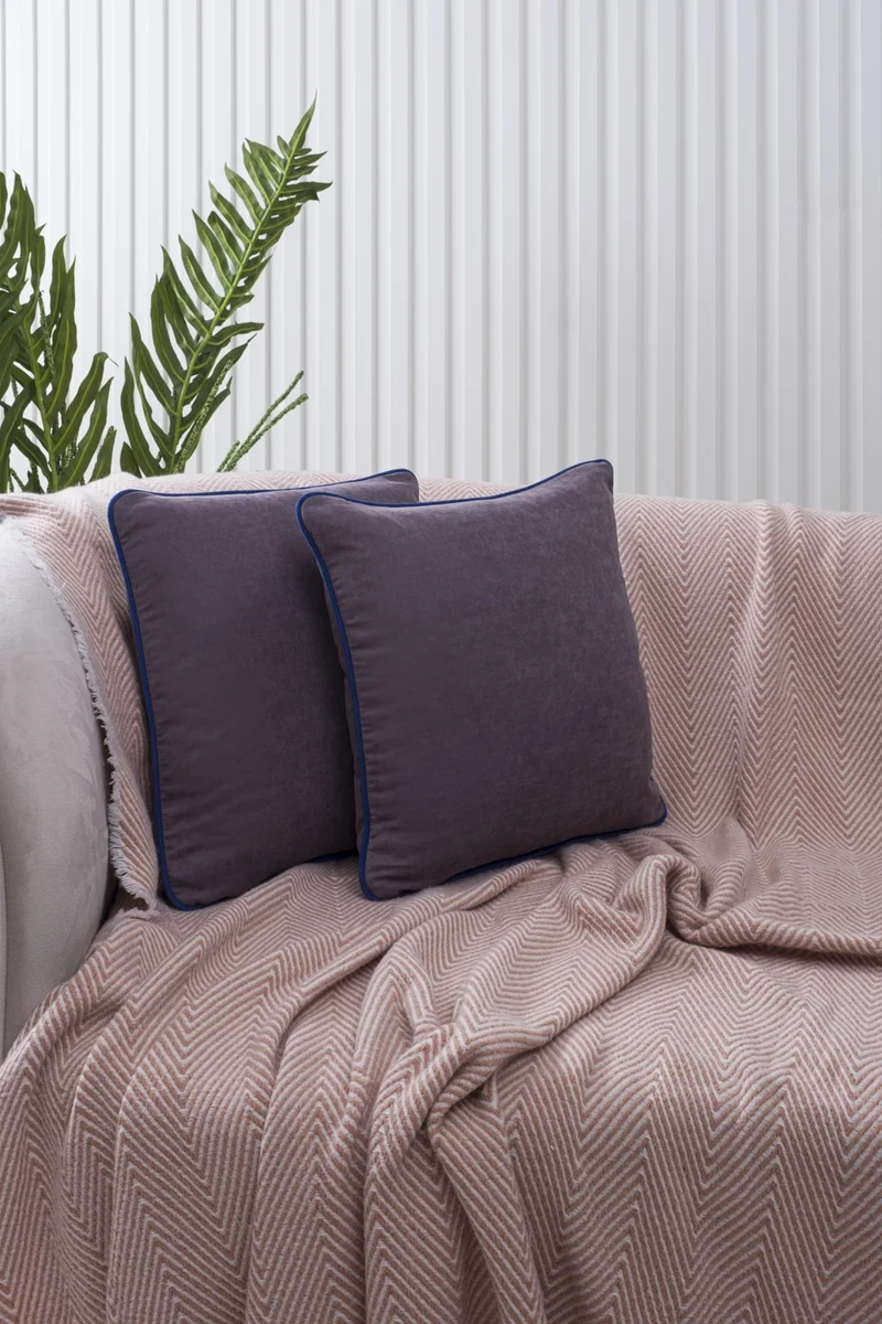 Özsay Home Gray Panorama Navy Blue Piping Throw Pillow Cover 30x50 - With 3 Different Piping Options!
