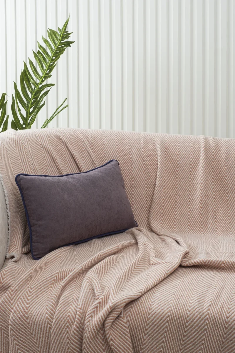 Özsay Home Gray Panorama Navy Blue Piping Throw Pillow Cover 30x50 - With 3 Different Piping Options!