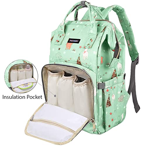 PACKNBUY Diaper Bag for Mothers for Travel, Hospital Bag for Delivery Women Spacious, Insulated Bottle Pockets, Water Resistant with Multiple Pockets to Store Newborn Baby Products (Green) - Image 2