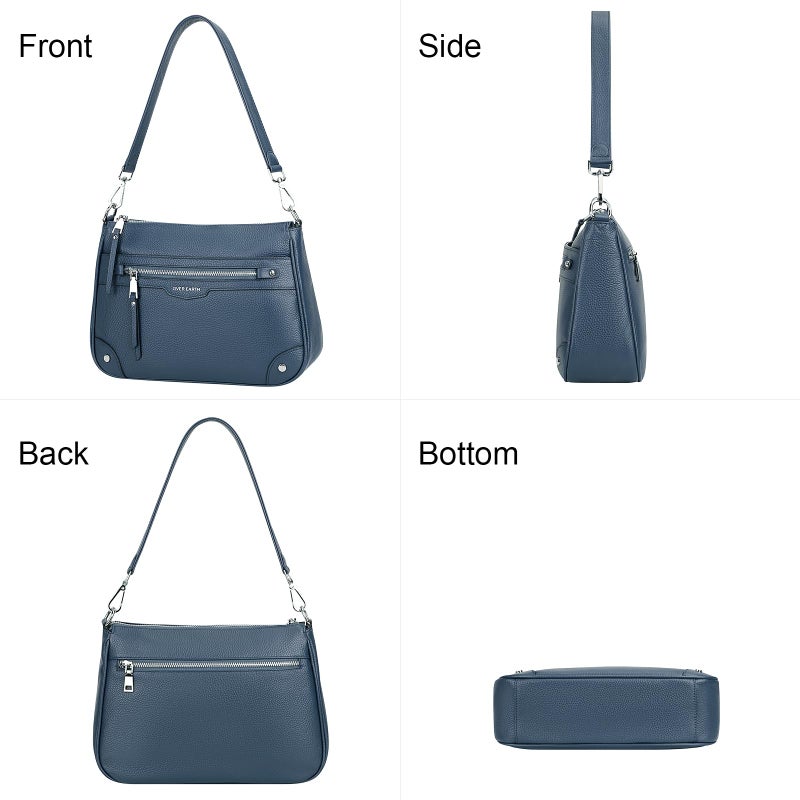 Over Earth Soft Genuine Leather Crossbody Bags for Women Medium Shoulder Purses Hobo Handbags with Multi Pockets(O190E Indigo Blue) - Image 5