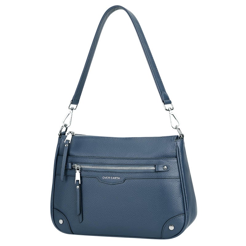 Over Earth Soft Genuine Leather Crossbody Bags for Women Medium Shoulder Purses Hobo Handbags with Multi Pockets(O190E Indigo Blue) - Image 4