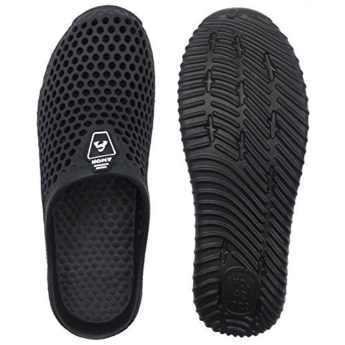 Amoji Garden Clogs Shower Shoes Rubber Sandals Yard Beach Pool House Summer Slipper 1702 Black 6 Women/4 Men - Image 5