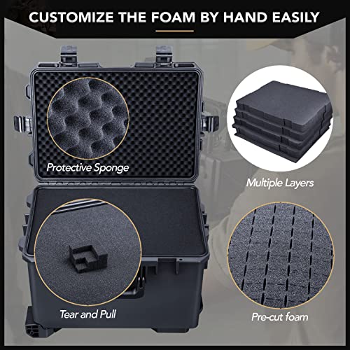 Lykus HC-5230 Large Waterproof Hard Case with Wheels and Customizable Foam, Interior Size 20.5x14.2x13.6 inch, Suitable for cameras, lenses, electronic equipment and more - Image 2