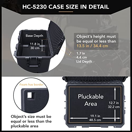 Lykus HC-5230 Large Waterproof Hard Case with Wheels and Customizable Foam, Interior Size 20.5x14.2x13.6 inch, Suitable for cameras, lenses, electronic equipment and more - Image 3