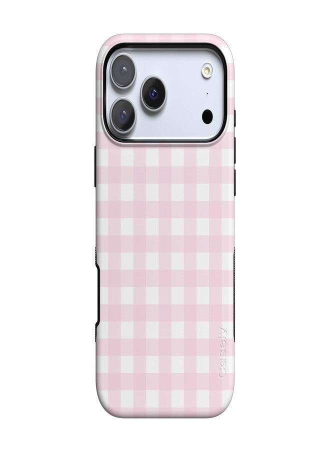 Casely iPhone 17 Pro Max Case | Pink Plaid | Sunday Best | Compatible with MagSafe | Bold Protective Design - Image 1