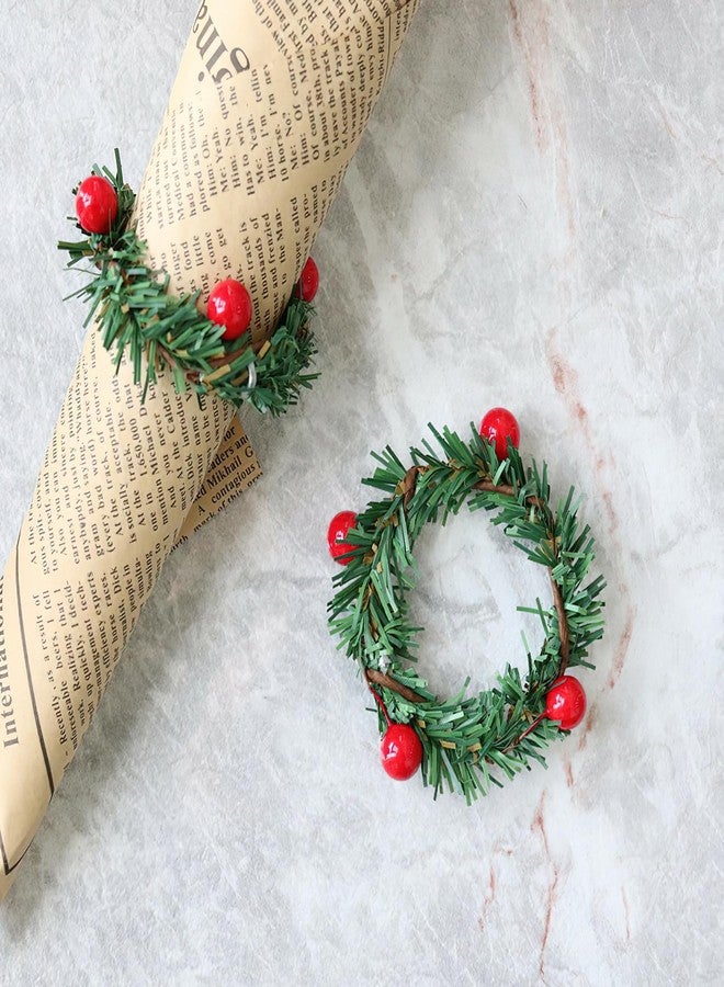 RUSTAMM 12Pcs Red Fruit Pine Needle Flower Napkin Rings Thanksgiving Christmas Party Wedding Dinner Table Decorations Hotel Supplies - Image 5