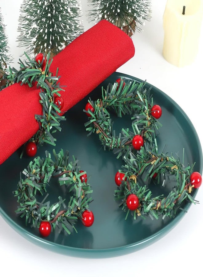 RUSTAMM 12Pcs Red Fruit Pine Needle Flower Napkin Rings Thanksgiving Christmas Party Wedding Dinner Table Decorations Hotel Supplies - Image 2