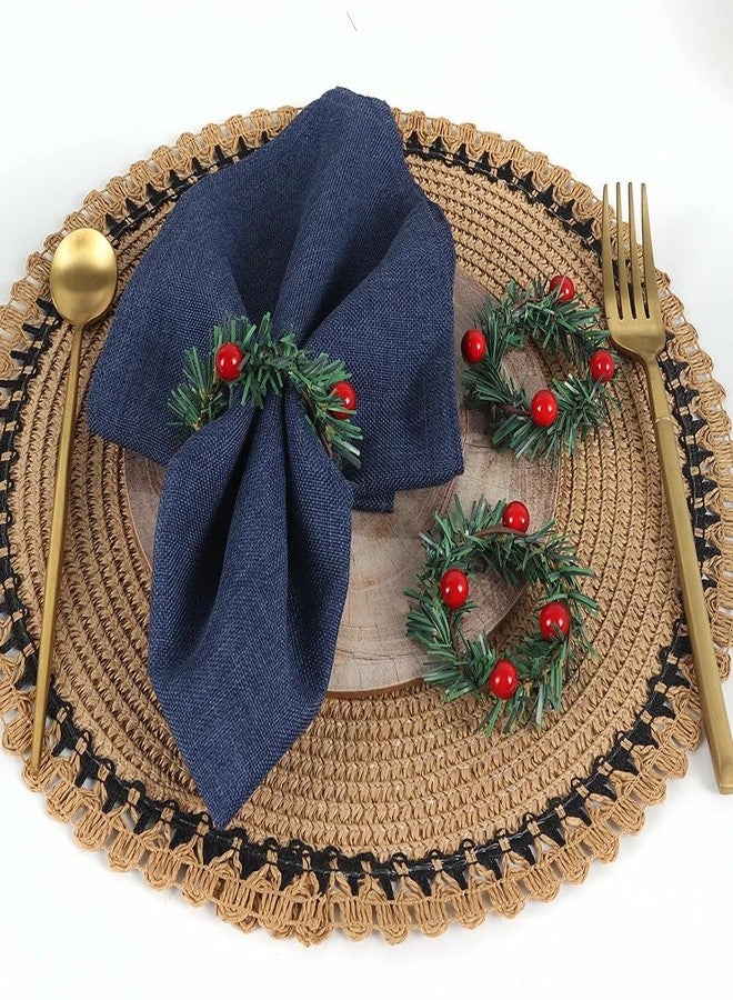 RUSTAMM 12Pcs Red Fruit Pine Needle Flower Napkin Rings Thanksgiving Christmas Party Wedding Dinner Table Decorations Hotel Supplies - Image 4