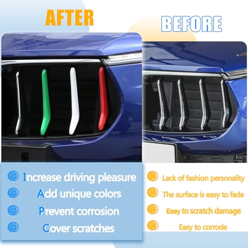 LLKUANG Front Grill Decoration Strips Trim Compatible with Maserati Levante 2016 2017 2018 2019 2020 2021 Car Grille Insert Trims 3PCS - Image 2