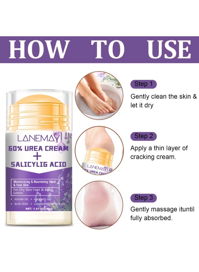 LANEMAY Urea Cream 60 Percent for Feet Maximum Strength with Salicylic Acid, Callus Remover, Dead Skin Exfoliation, Hand and Foot Cream for Dry Cracked Hands,Elbows, Feet, Heels, Knees - Image 5
