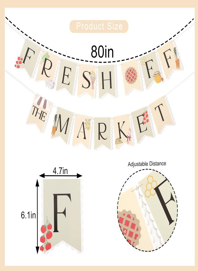 HIKLO Fresh off the Market Banner - Farmers Market Bridal Shower Banner, She's off the Market Bachelorette Party Decorations, Market Farmers Engagement Party Supplies, Spring Bridal Shower Cake Smash Photo Props - Image 2