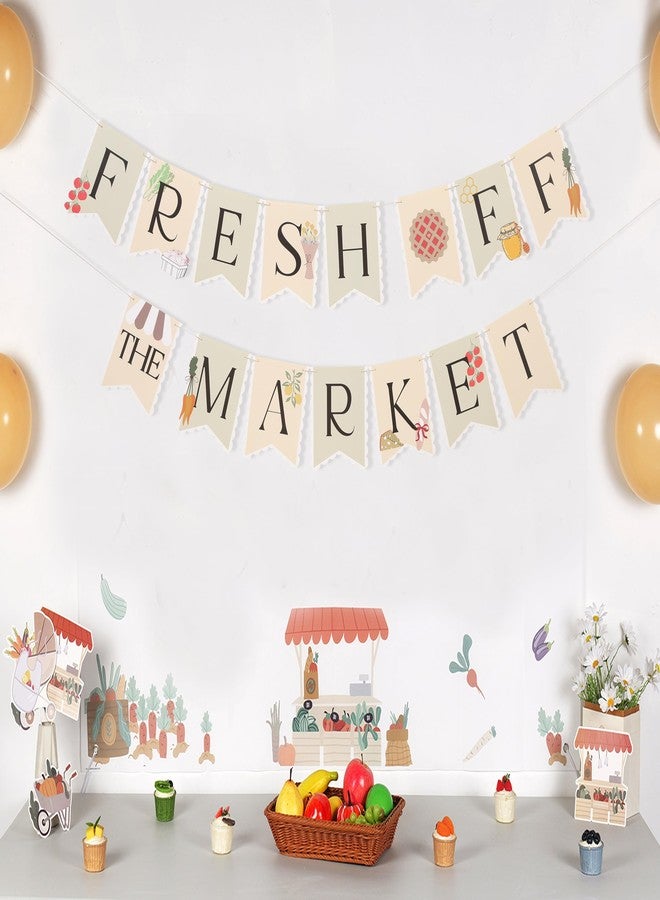 HIKLO Fresh off the Market Banner - Farmers Market Bridal Shower Banner, She's off the Market Bachelorette Party Decorations, Market Farmers Engagement Party Supplies, Spring Bridal Shower Cake Smash Photo Props - Image 5