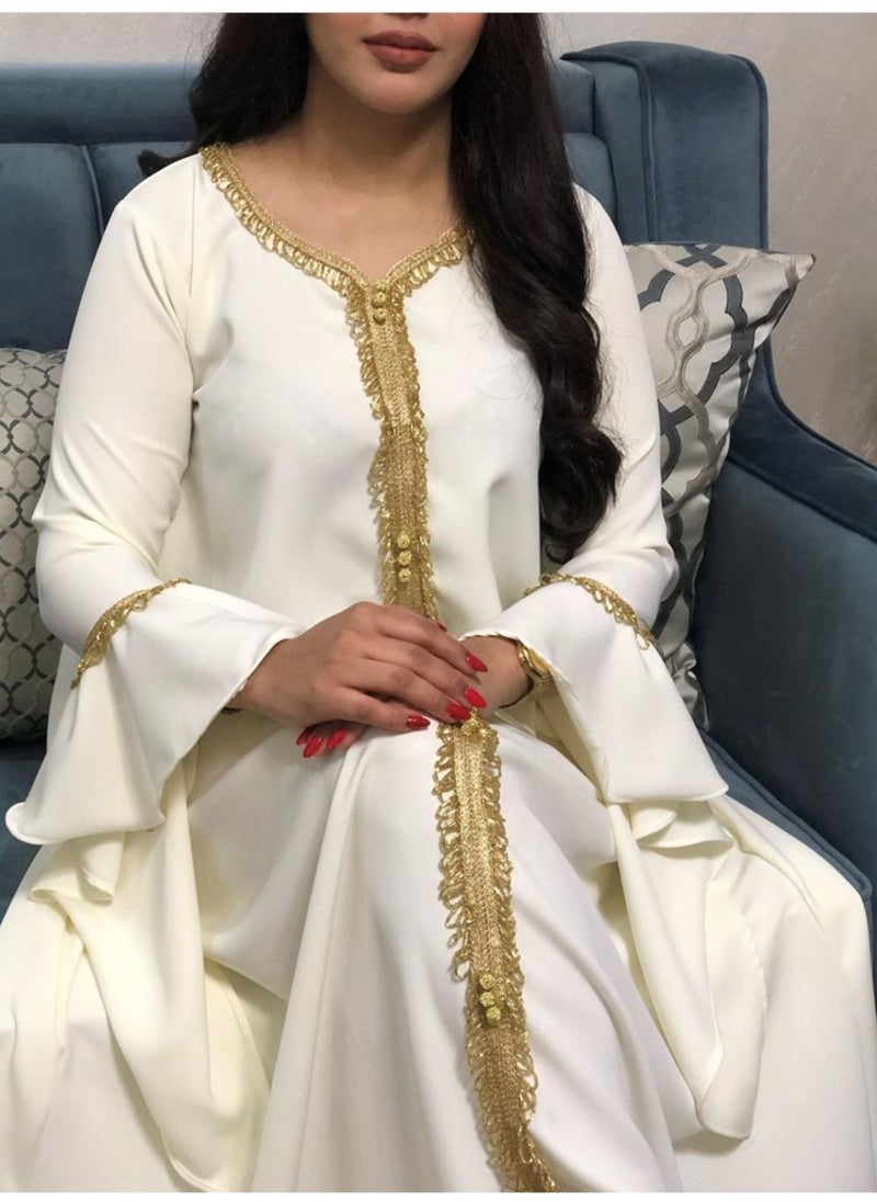 Best Gift Fashion - Best Gift Jalabiya Kaftan Dress For Women White Color - Image 1