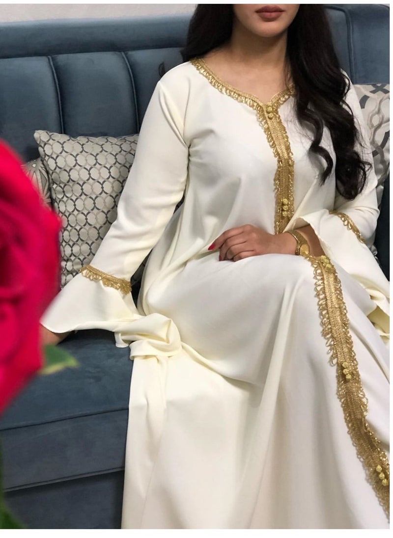 Best Gift Fashion - Best Gift Jalabiya Kaftan Dress For Women White Color - Image 1