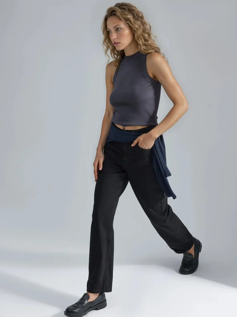 هيكاب جينز موم بخصر مرتفع