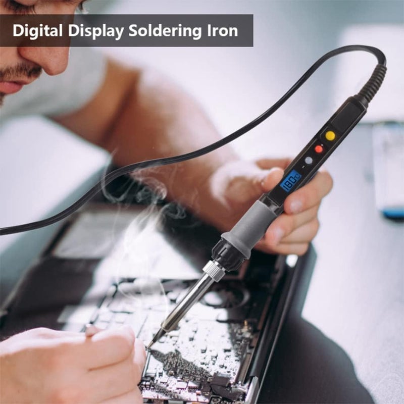 Beauenty Electric Soldering Iron Kit 90W 220V Soldering Gun, Lcd Digital Adjustable Temperature Soldering Iron With Tool Kit, Multimeter Desoldeirng Pump Soldering Iron Tips Tin Pen Welding Tool (Eu) - Image 3