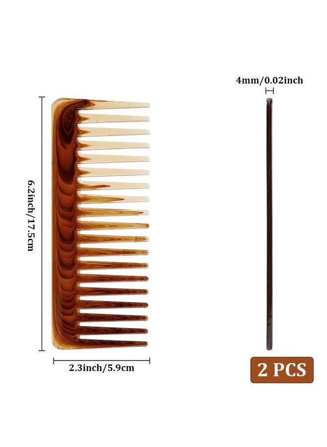 Carede Large Detangling Comb for Curly, Thick Hair - 2PCS Wide Tooth Shower Combs, No Handle, Brown - Image 2