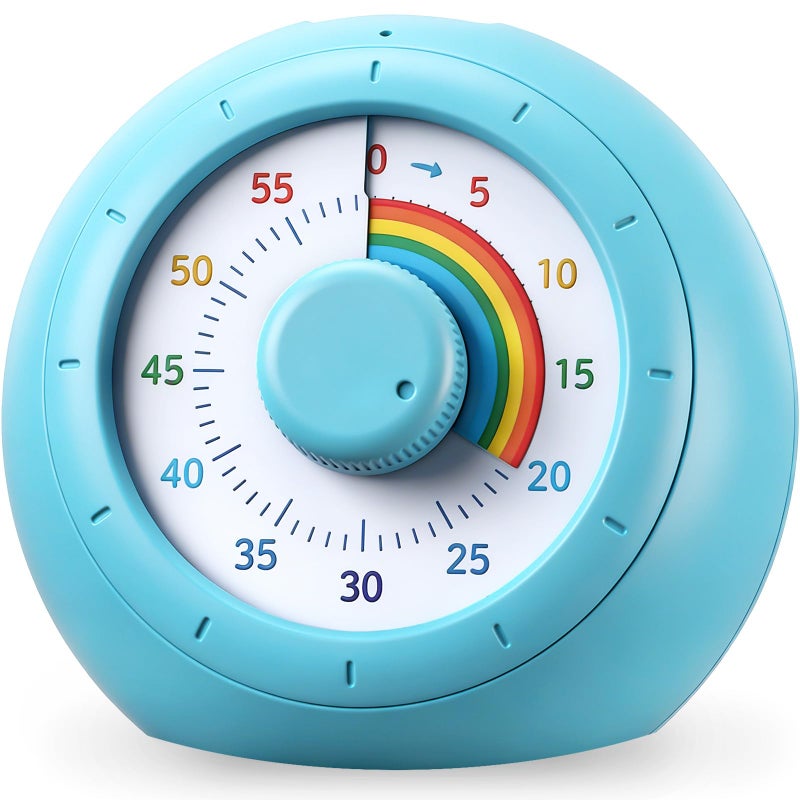 Nixroork Visual Timer for Kids, 60-Minute Silent Countdown for Classroom, Home, Office, Kitchen, Rainbow Pattern Desk Timer, Time Management Tools with Silent Operation, Pomodoro Timer - Image 1