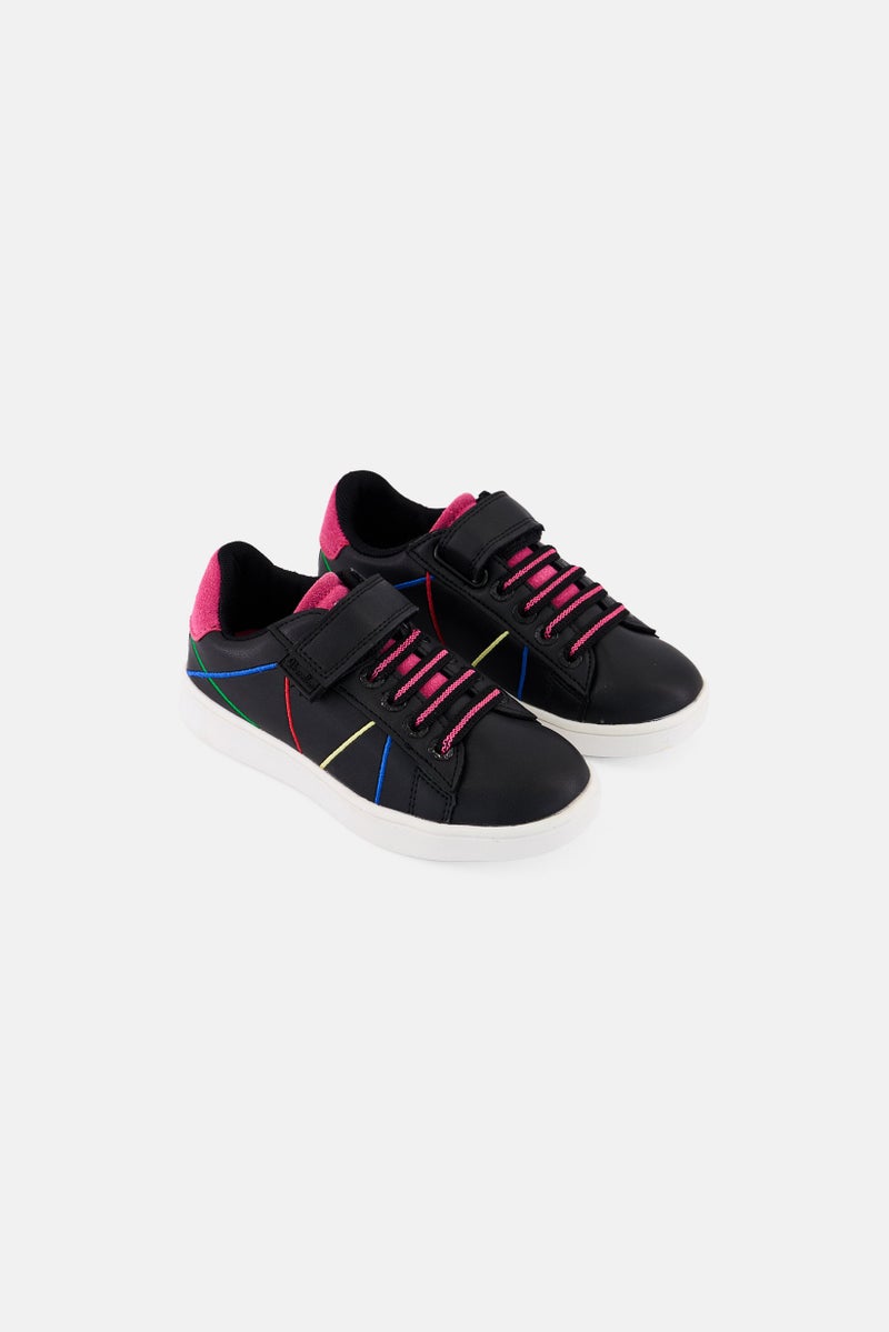 UNITED COLORS OF BENETTON Kids Girl Trap Velcro Closure Casual Shoes, Black  - Image 1
