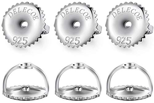 DELECOE 925 Sterling Silver Secure Screw on Earring Backs Replacement for Diamond Earring Studs 18K Gold Hypoallergenic Screwbacks Locking for Threaded Post0032 3 Pairs5mm