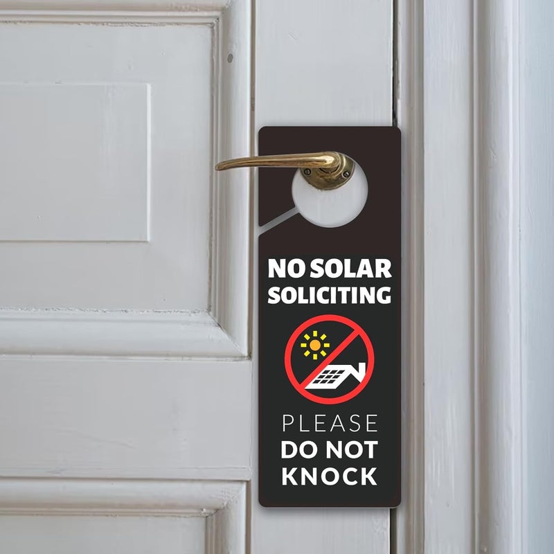 Fun-Plus No Solar Panel Soliciting Sign for House, 2 Pack (Printed on Both Sides) - 9.3"x3.5" PVC Plastic Don't Disturb Sign for Home, Front Door, Business, Durable Weatherproof, Easy to Hang - Image 3