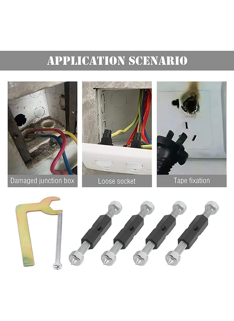 SYOSI - Junction Box Repairer, 86 Type Junction Box Cassette Repair Device Screwdriver Repair Tool Kit for Fix Wonky And Sunken Outlets, Electrical Box Repair, 10 Screws and 1 Wrench (Black) - Image 1