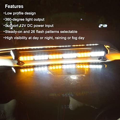 WOWTOU Rooftop Safety Flashing 56 LED Amber White Emergency Light Bar for Construction Vehicles Tow Trucks Snow Plows, Strong Magnetic Strobe Beacon Lights - Image 2