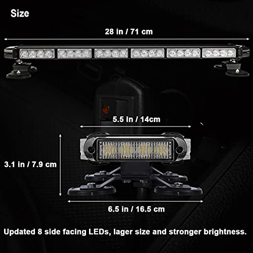 WOWTOU Rooftop Safety Flashing 56 LED Amber White Emergency Light Bar for Construction Vehicles Tow Trucks Snow Plows, Strong Magnetic Strobe Beacon Lights - Image 3