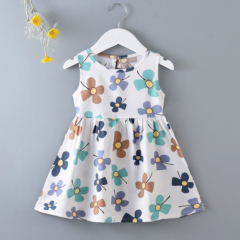 Girl's dress Summer Floral Princess Dress Beach Dress 2025 New Cotton Vest Dress Children'S A- Line Dress - Image 4