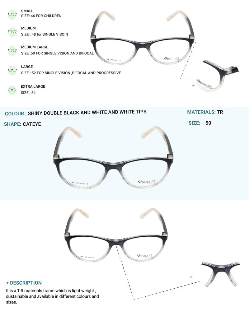 Lens + Lensplus Cateye Shape TR Full Rim Eyeglasses with Lightweight Unisex Eyewear for Men & Women | Stylish Computer & Daily Use Frame - Image 3