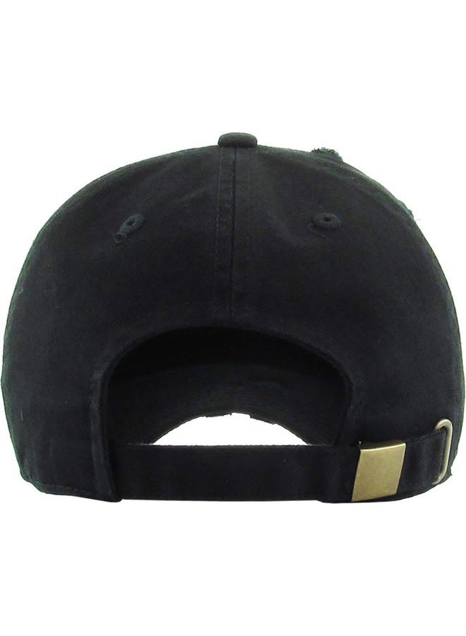 KBETHOS KBE-VINTAGE BLK Vintage Washed Cotton Baseball Cap, Black - Image 3