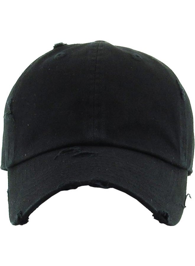 KBETHOS KBE-VINTAGE BLK Vintage Washed Cotton Baseball Cap, Black - Image 2