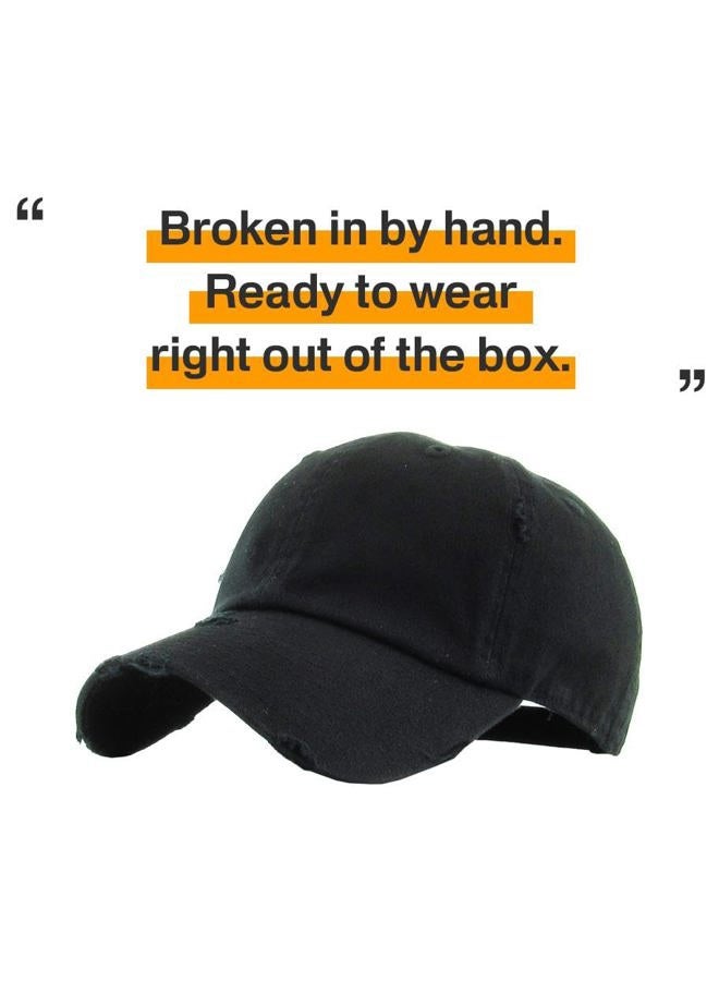 KBETHOS KBE-VINTAGE BLK Vintage Washed Cotton Baseball Cap, Black - Image 4