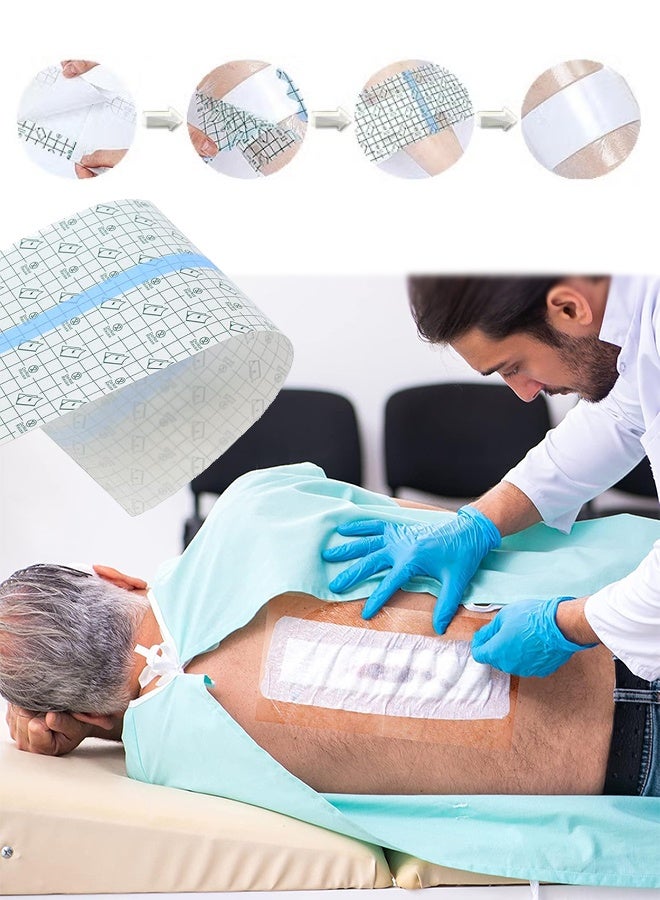 5 Pcs Waterproof Surgical Dressings, Transparent Adhesive Bandages for Wound Care, Post-Surgery Incision Protection (Knee, C-Section, Spinal, etc.), Breathable & Elastic Medical Tape, 10*30cm - Image 3