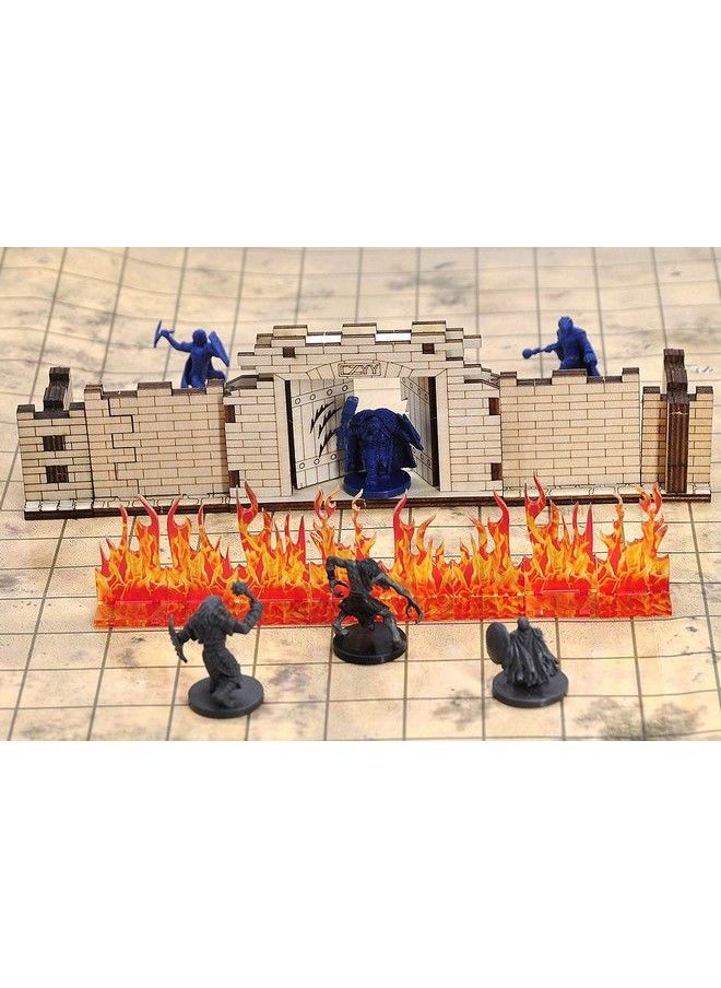 Wall Of Fire Miniature (Set Of 8) Spell Effects Flame Terrain For D&D Dungeons And Dragons Pathfinder And Other Tabletop Rpg