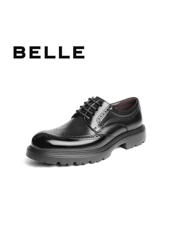 belle أحذية رجال بيلي بروغ للأعمال من الجلد الطبيعي، أحذية رسمية بارتفاع متزايد، نعل سميك، مناسبة لفصل الخريف، A2065cm5، باللون الأسود، مقاس 40 - Image 1