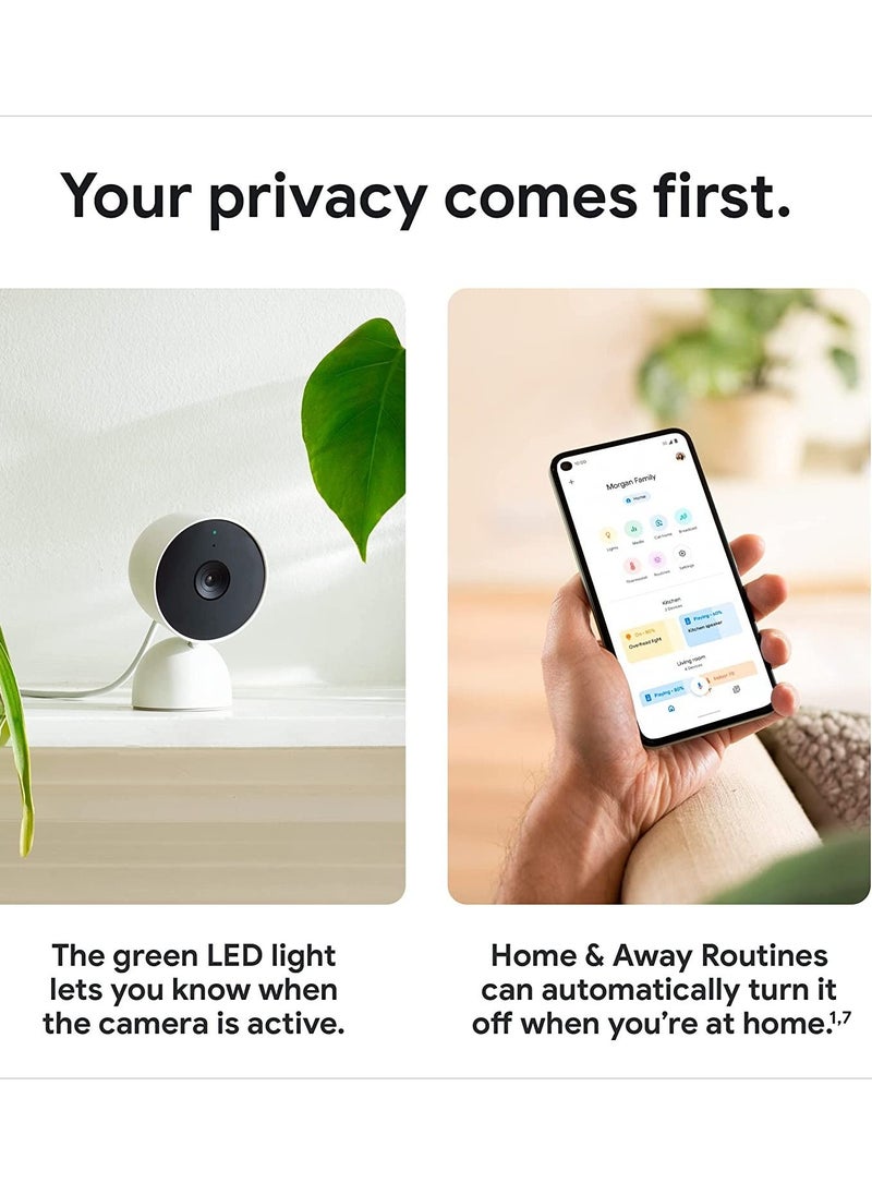 Google - Google Nest Cam 2nd Generation Indoor Wired GA01998-US Snow - Image 1