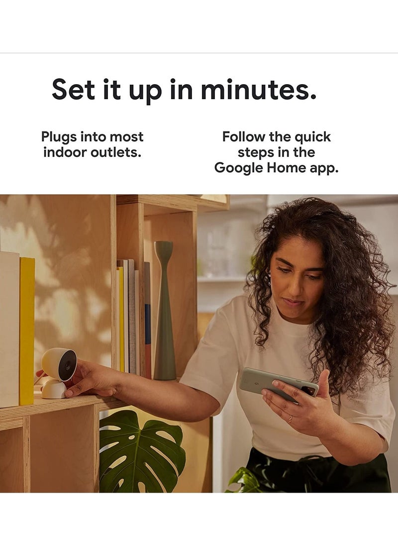 Google - Google Nest Cam 2nd Generation Indoor Wired GA01998-US Snow - Image 1