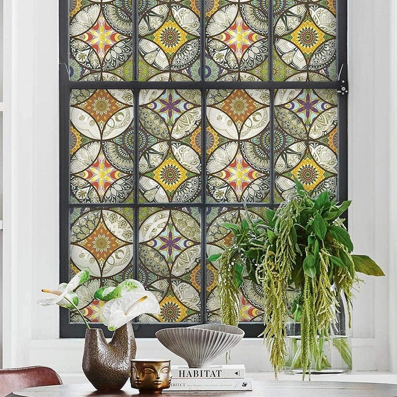 DKTIE Window Film Vinyl Non Adhesive Privacy Film Stained Glass Window Film for Bathroom Shower Door Heat Cotrol Anti UV 44.5x300cm - Image 4
