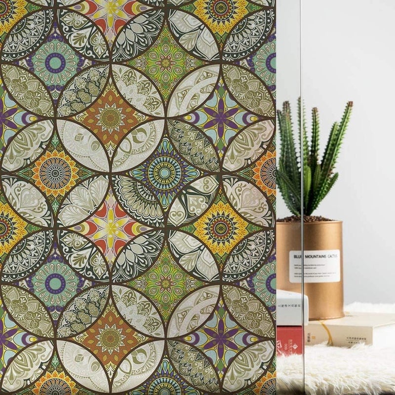 DKTIE Window Film Vinyl Non Adhesive Privacy Film Stained Glass Window Film for Bathroom Shower Door Heat Cotrol Anti UV 44.5x300cm - Image 2