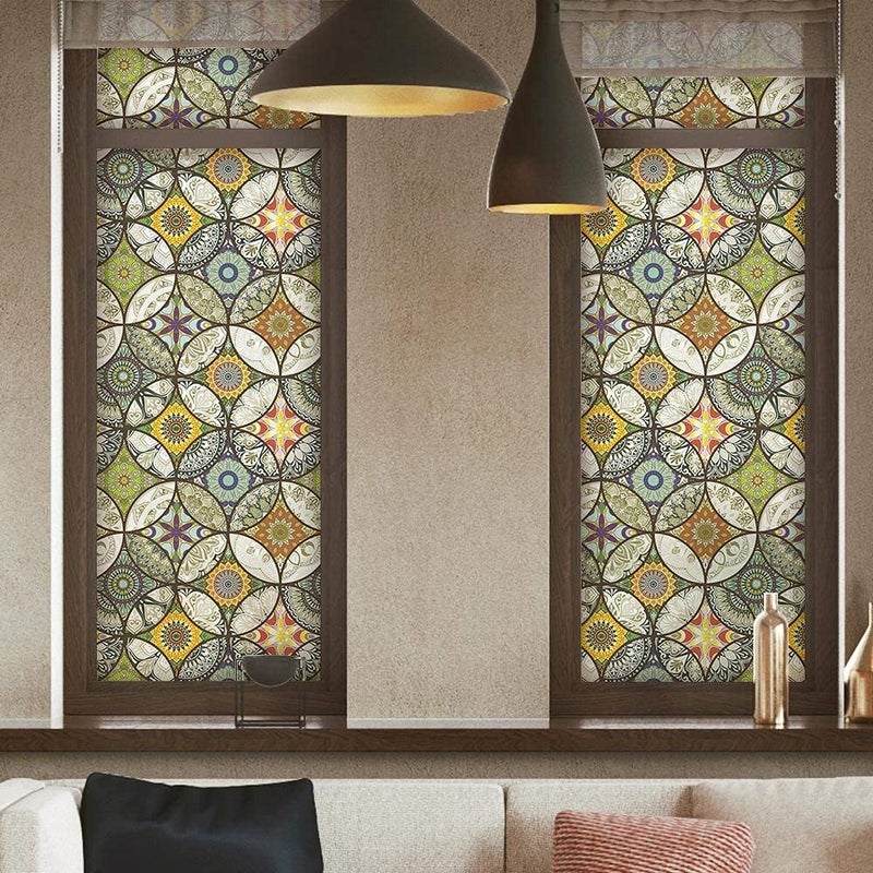 DKTIE Window Film Vinyl Non Adhesive Privacy Film Stained Glass Window Film for Bathroom Shower Door Heat Cotrol Anti UV 44.5x300cm - Image 5