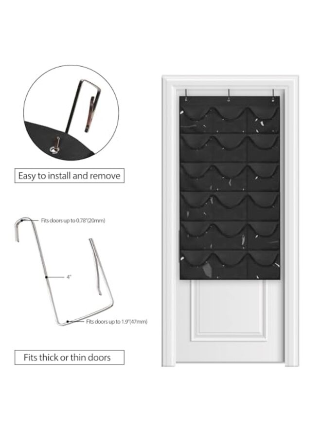 Hat Organizer Racks for Baseball Caps, Visible Hat Holder Rack for Wall Door with 3 Hooks, 18 Deep Pockets - Image 5