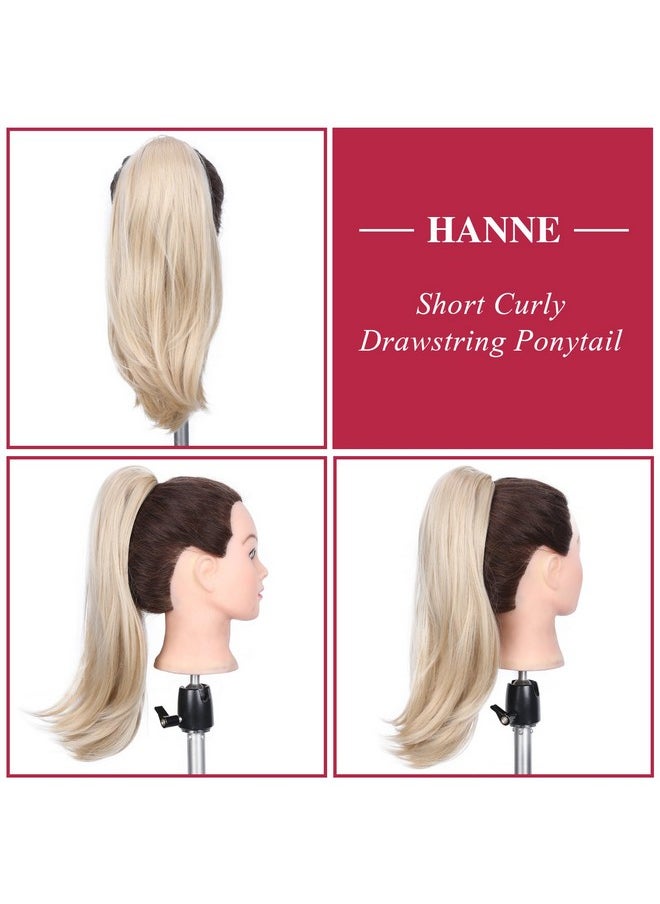 HANNE Anne Ponytail Extension Blonde Ponytail Extension For Women Short Pony Tails Hair Extensions Curly Drawstring Ponytail Hair Extensions 14 Inch Synthetic Ponytail (14 Inch Blonde)  - Image 4