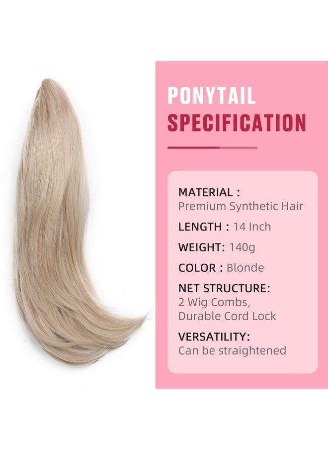 HANNE Anne Ponytail Extension Blonde Ponytail Extension For Women Short Pony Tails Hair Extensions Curly Drawstring Ponytail Hair Extensions 14 Inch Synthetic Ponytail (14 Inch Blonde)  - Image 3