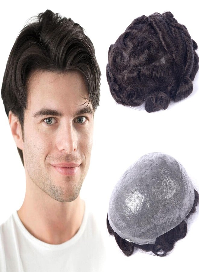 Prosa Toupee hair for men 8 X 10 inch 0.04mm 100% human hair 120% Medium light to Medium density 1b#, Toupee For Men Hair Piece Real Human Hair Replacement System, (1B 8"X10" 0.04mm) - Image 1