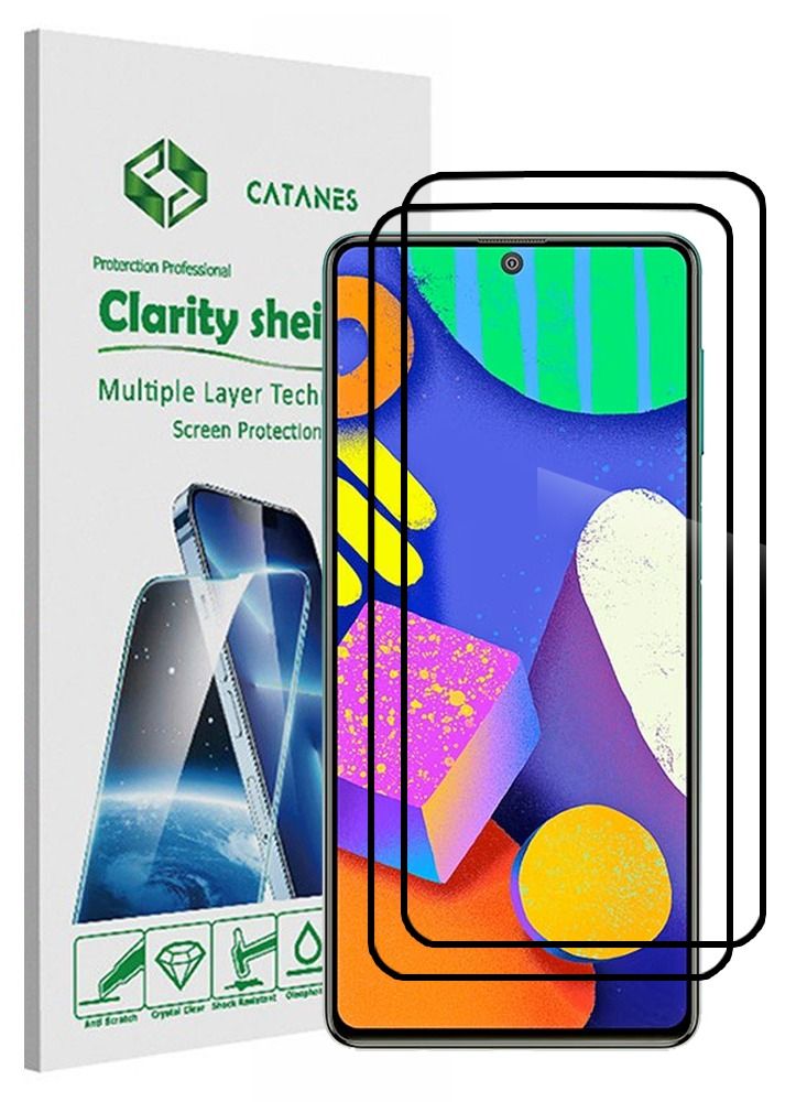 CATANES 2 Pack For Samsung Galaxy F62 Screen Protector Tempered Glass Full Glue Back - Image 1