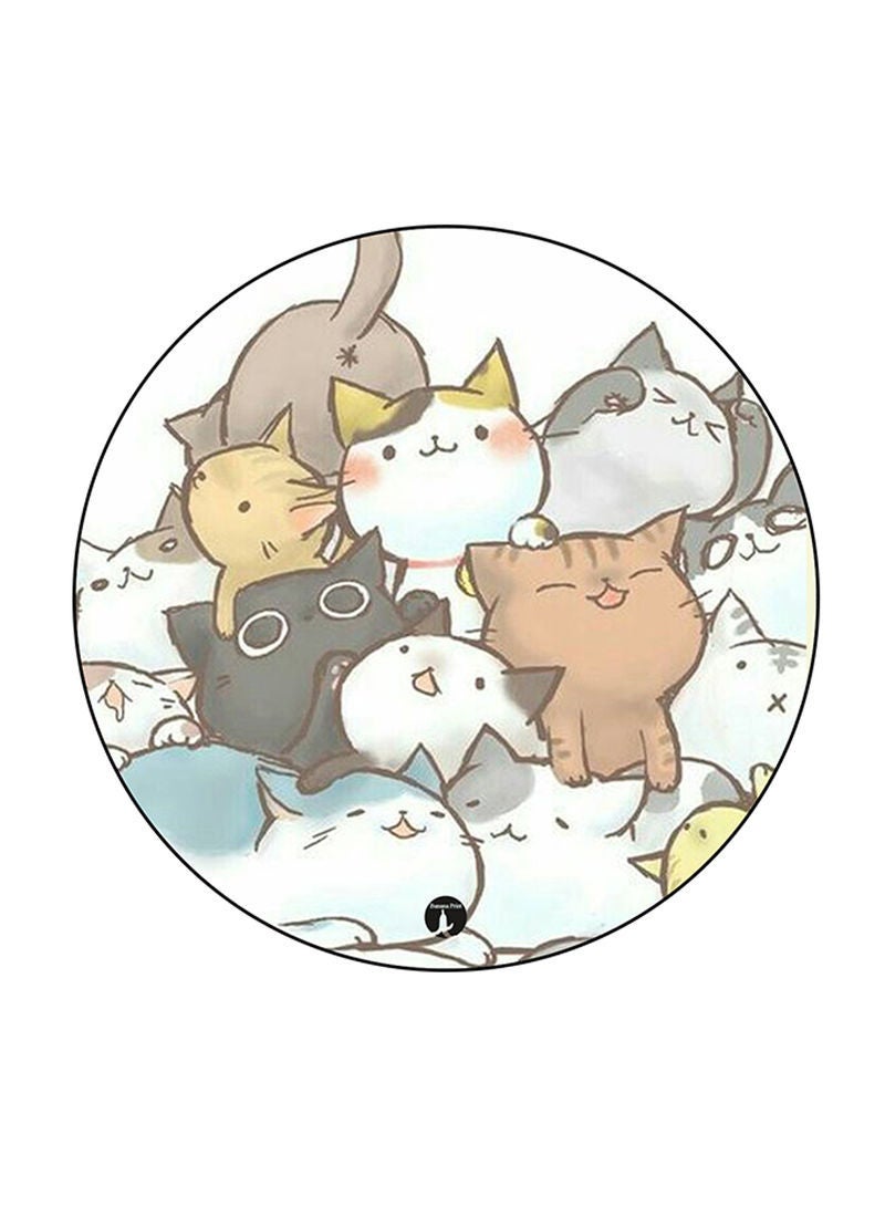 RKN Cats Printed Fridge Magnet Round  Multicolour - Image 1