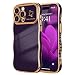 LCHULLE for iPhone 14 Pro Max Case for Women Girls Cute Wave Frame Curly Shape with Love Heart Raised Camera Protection Cover Luxury Plating Shockproof Phone Case for iPhone 14 Pro Max Dark Purple - Image 2